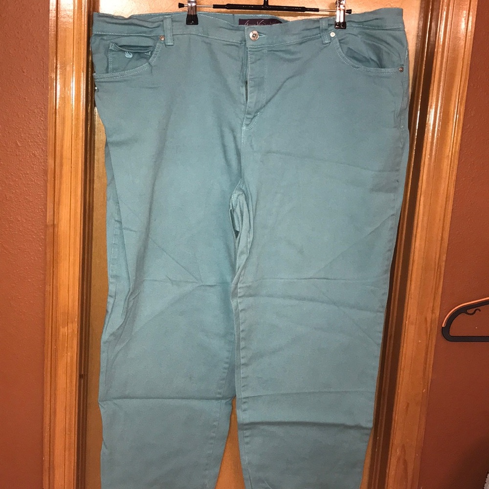 Teal straight leg jean
